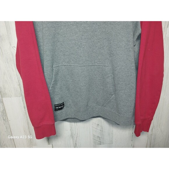 Fox Racing Men's XL Gray and Red Raglan Sleeve Hoodie with Fox Racing Logo's - Picture 2 of 8